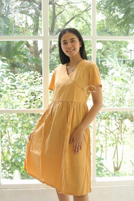 Beatrix Kimono Dress Kerah V - NADR 01 Kuning